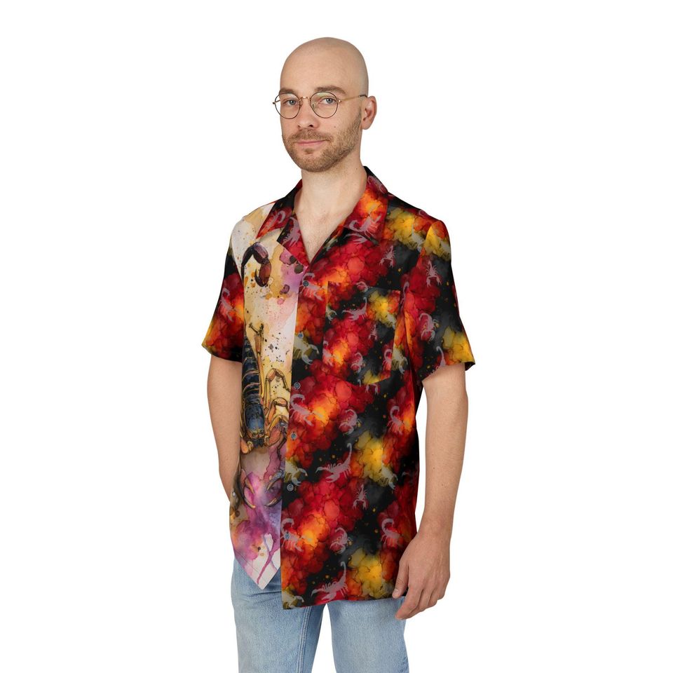 Scorpion Hawaiian Shirt Forestcore Nature Button Down for Scorpio Lovers