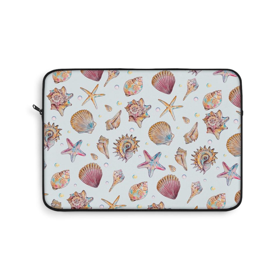 Seashell Laptop Sleeve, Coastal Chic Design for Beach Lovers, MacBook Sleeve, Cute Bag