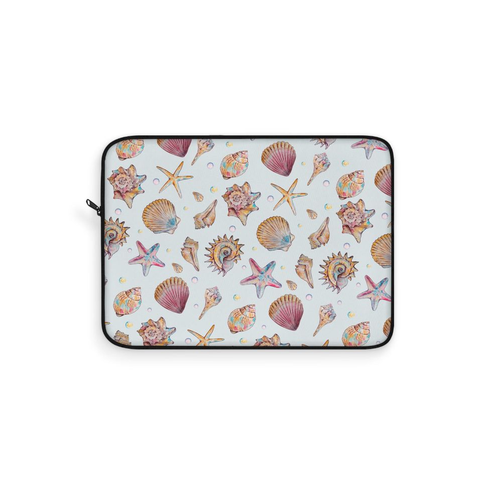 Seashell Laptop Sleeve, Coastal Chic Design for Beach Lovers, MacBook Sleeve, Cute Bag