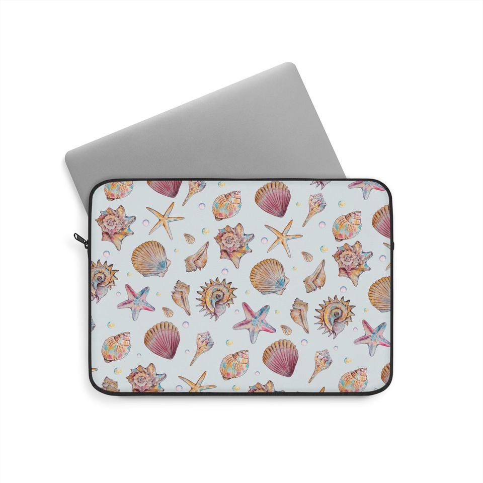 Seashell Laptop Sleeve, Coastal Chic Design for Beach Lovers, MacBook Sleeve, Cute Bag