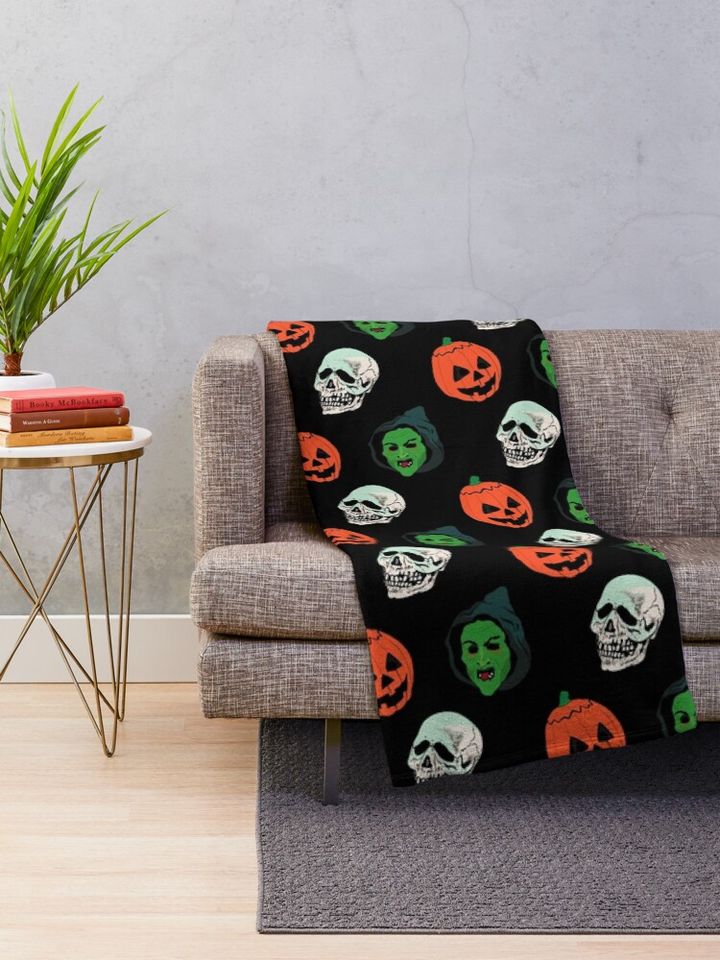 Silver Shamrock Mask Set Throw Blanket