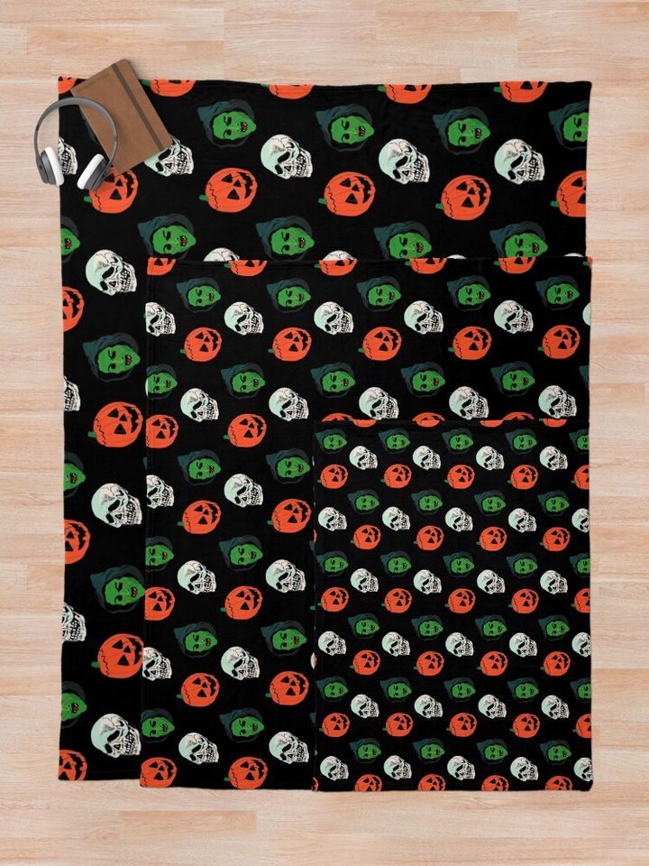 Silver Shamrock Mask Set Throw Blanket