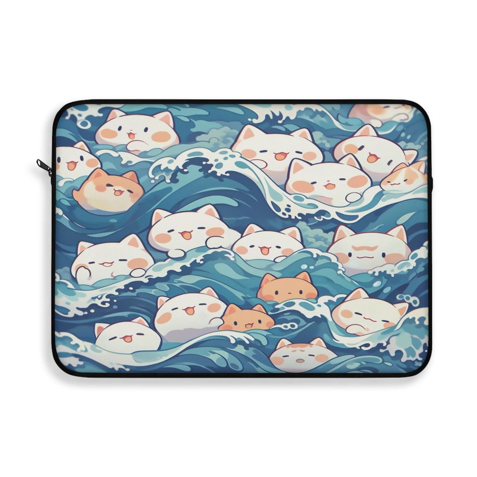 Kawaii Laptop Sleeve with Cute Cat Pattern