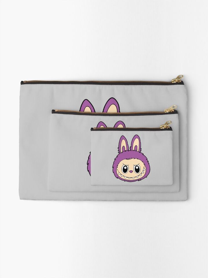 “Purple Mischief Labubu Head – Cute but Fierce!” Zipper Pouch