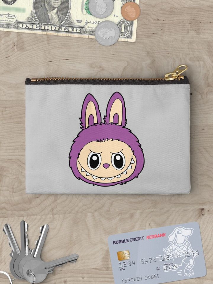 “Purple Mischief Labubu Head – Cute but Fierce!” Zipper Pouch