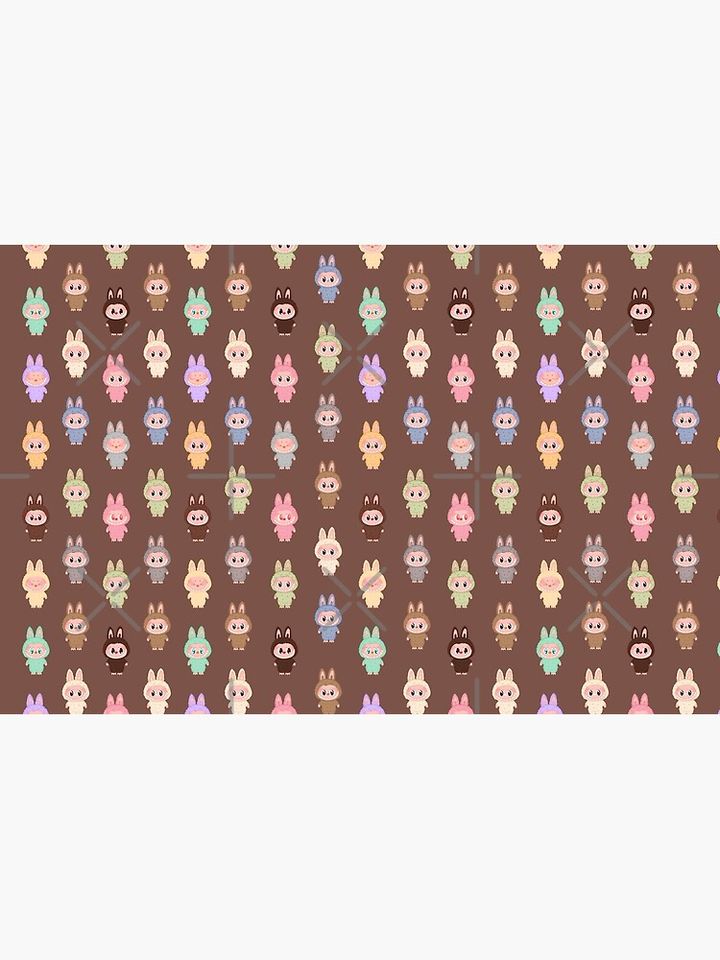 Labubu pattern brown background Zipper Pouch, Cute Bags Gift, Gift for Fan