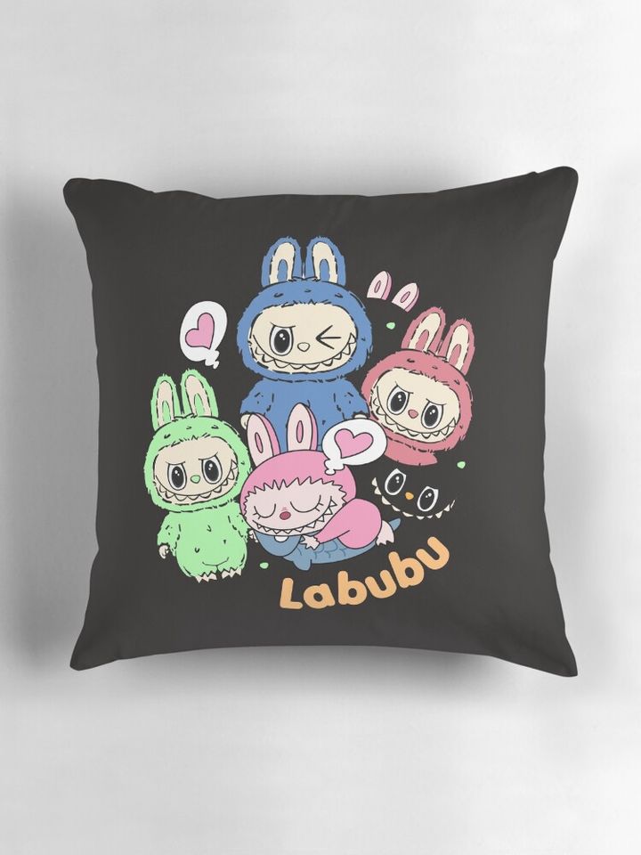 Labubu Lovers T Shirt Pillow, Cute Labubu Pillows Gift, Gift for Fan