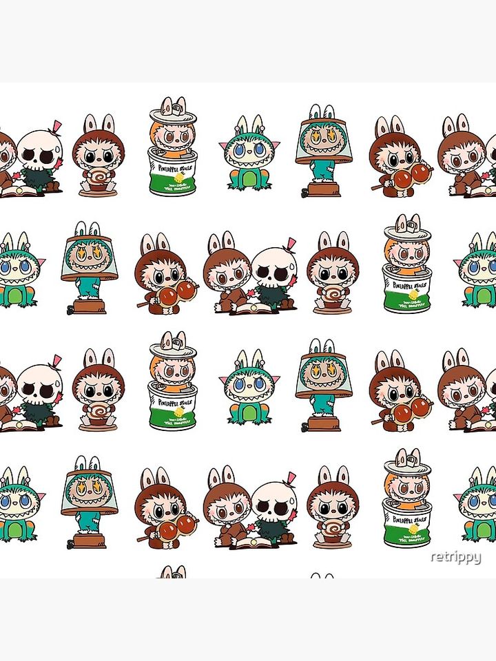 Labubu monsters sticker bundle pack Pillow, Cute Labubu Pillows Gift, Gift for Fan