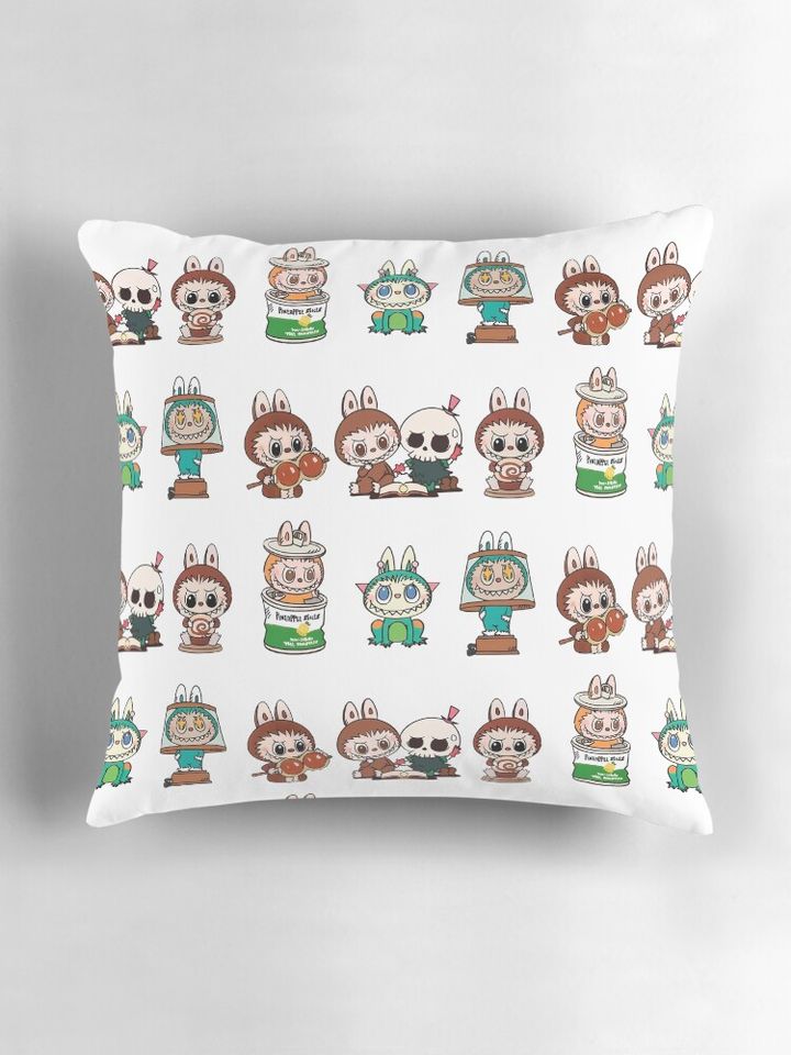 Labubu monsters sticker bundle pack Pillow, Cute Labubu Pillows Gift, Gift for Fan