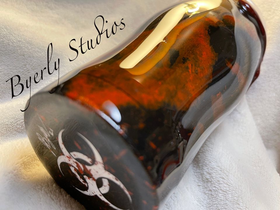 Umbrella Zombie Tumbler, Hand painted with Blood Drip