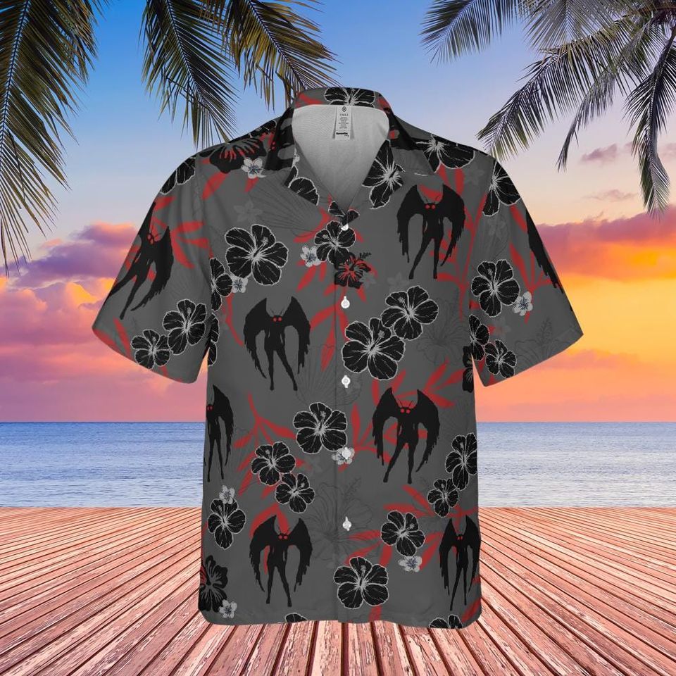 MothWoman Hawaiian Shirt, Mothman Cryptid Button Down