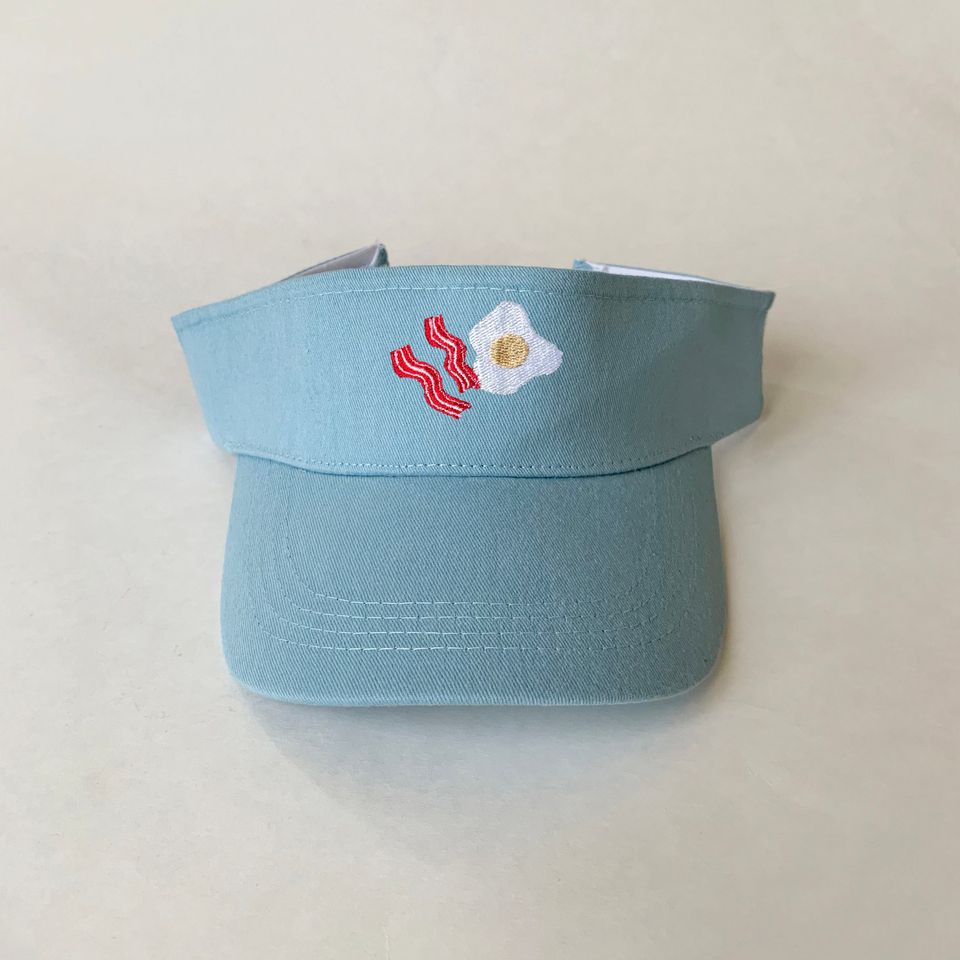 Bacon and Fried Egg Embroidered Visor Cotton Hat
