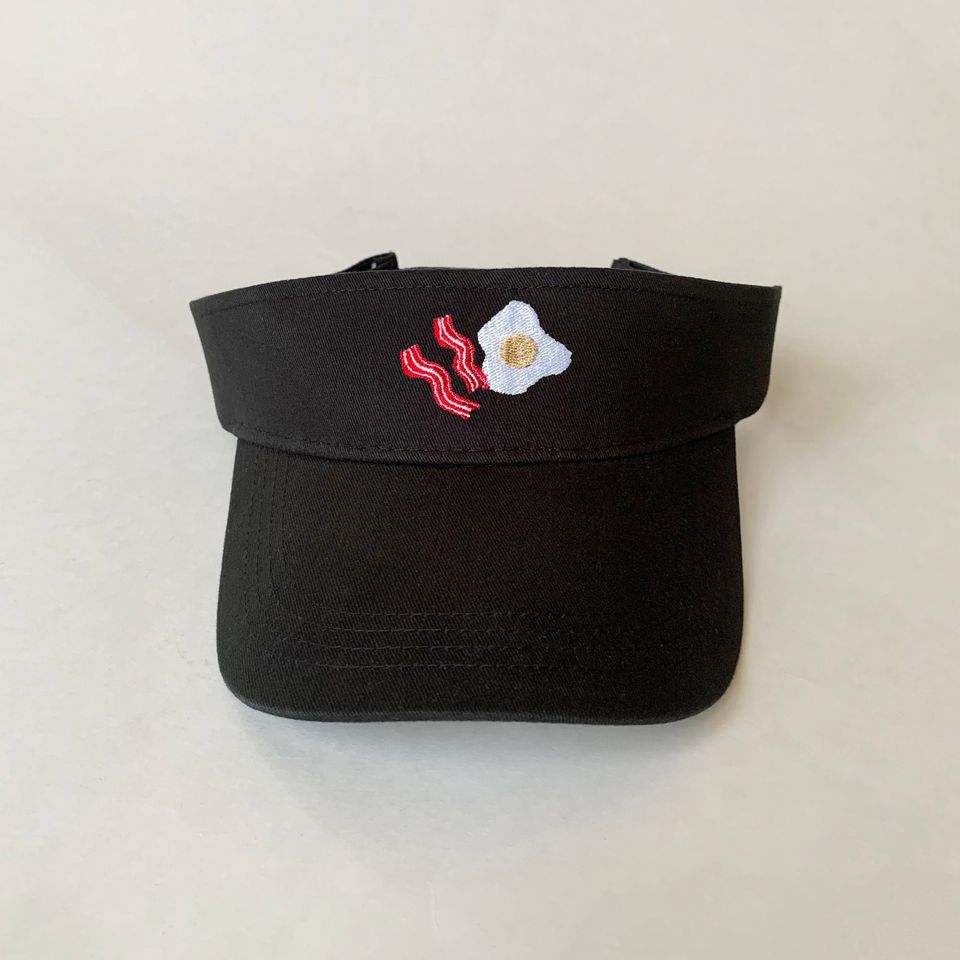 Bacon and Fried Egg Embroidered Visor Cotton Hat