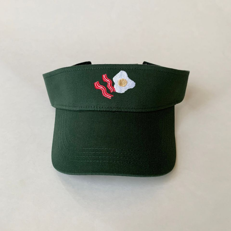 Bacon and Fried Egg Embroidered Visor Cotton Hat
