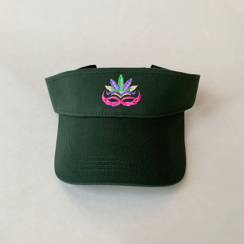 Mardi Gras Mask Embroidered Visor Cotton Visor Summer Sun Visor