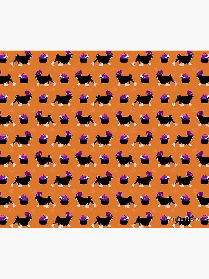 Witchy Lowchen Pattern - Black and Silver Throw Blanket