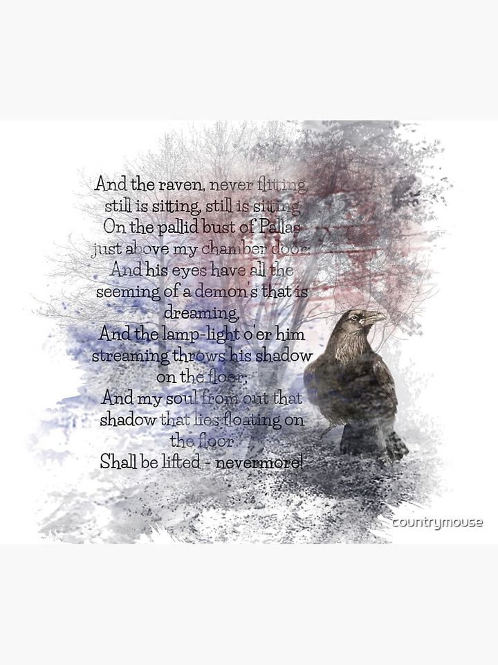 Edgar Allan Poe Poem The Raven Abstract Art Throw Blanket