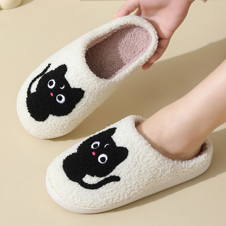 Cute Black Cat Slippers, Halloween Gift, Christmas Gift