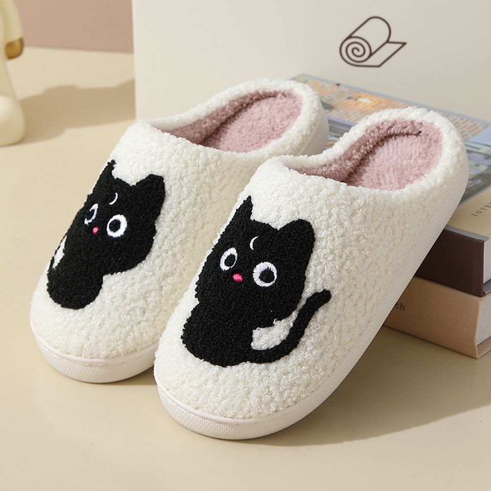 Cute Black Cat Slippers, Halloween Gift, Christmas Gift