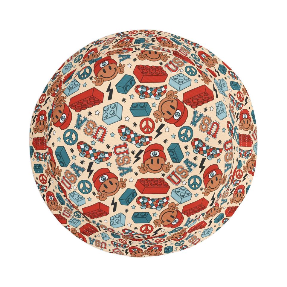 Smiles & Stripes Bucket Hat, USA Bucket Hat, American Hat