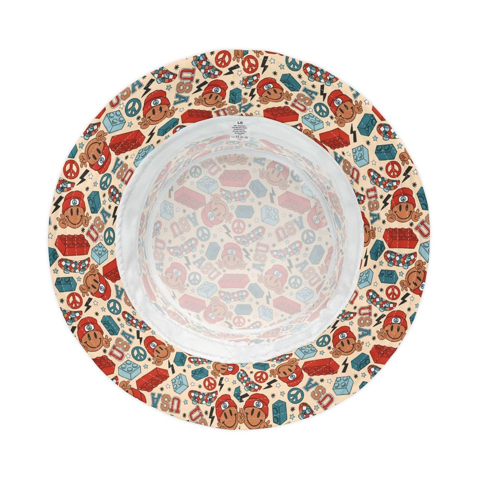 Smiles & Stripes Bucket Hat, USA Bucket Hat, American Hat