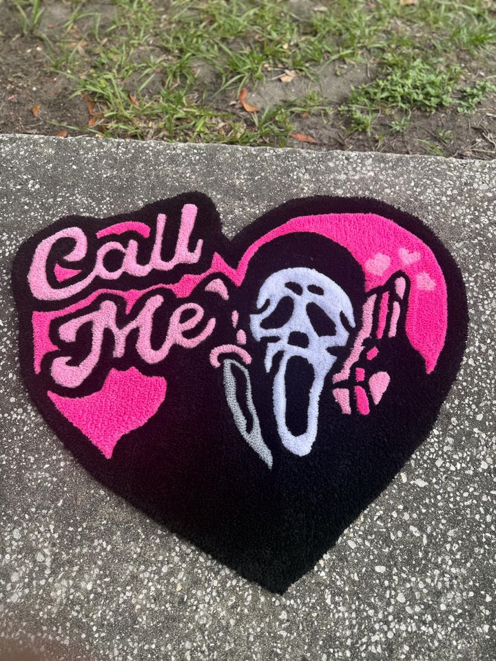 ghostface heart rug, Halloween Gift, Halloween Home Decor