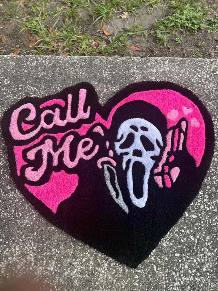 ghostface heart rug, Halloween Gift, Halloween Home Decor