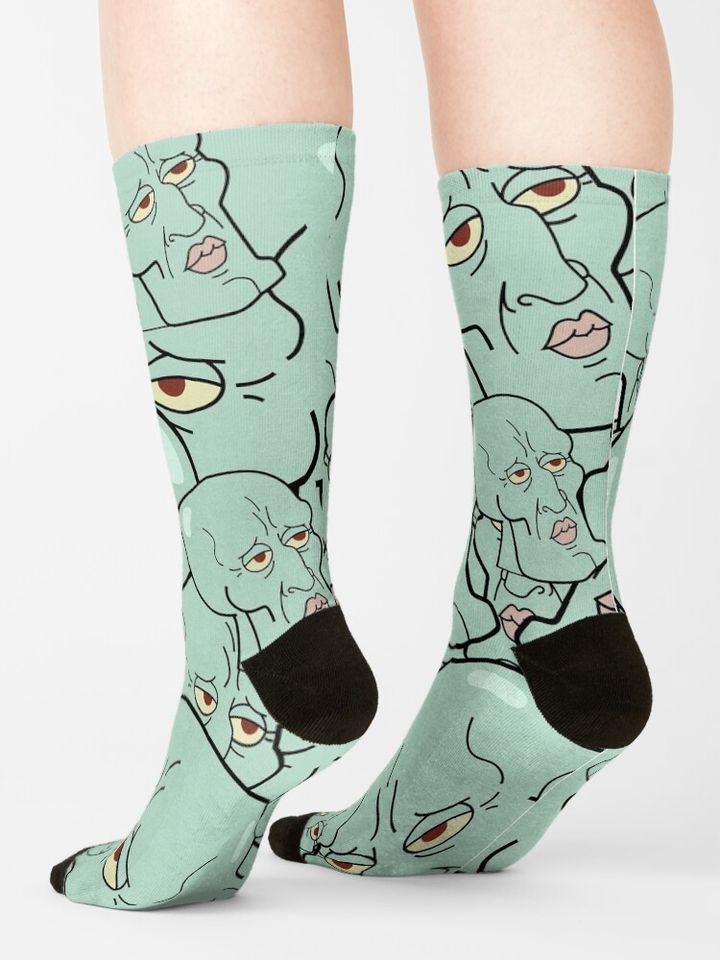 Handsome Squidward Pattern | Spongebob Meme | Stickers, Prints, Clothing & More! Socks