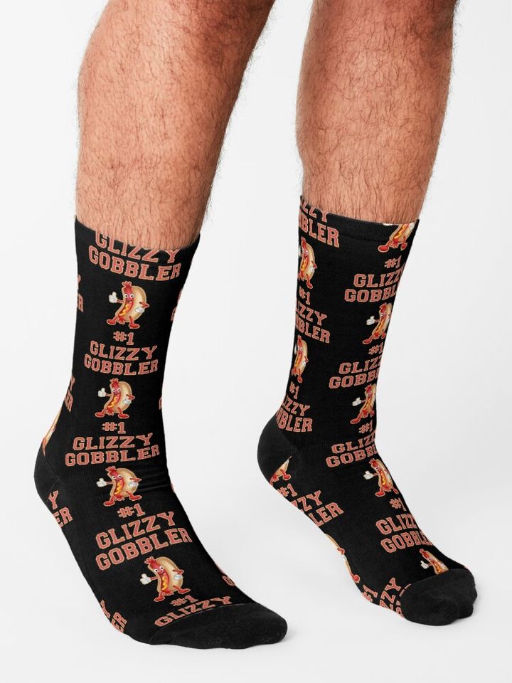 #1 Glizzy Gobbler Number One Hot Dog Weiner Eater Socks