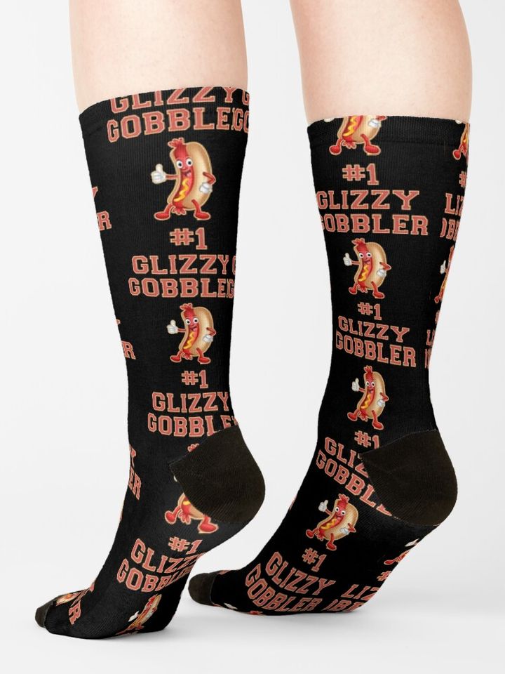 #1 Glizzy Gobbler Number One Hot Dog Weiner Eater Socks