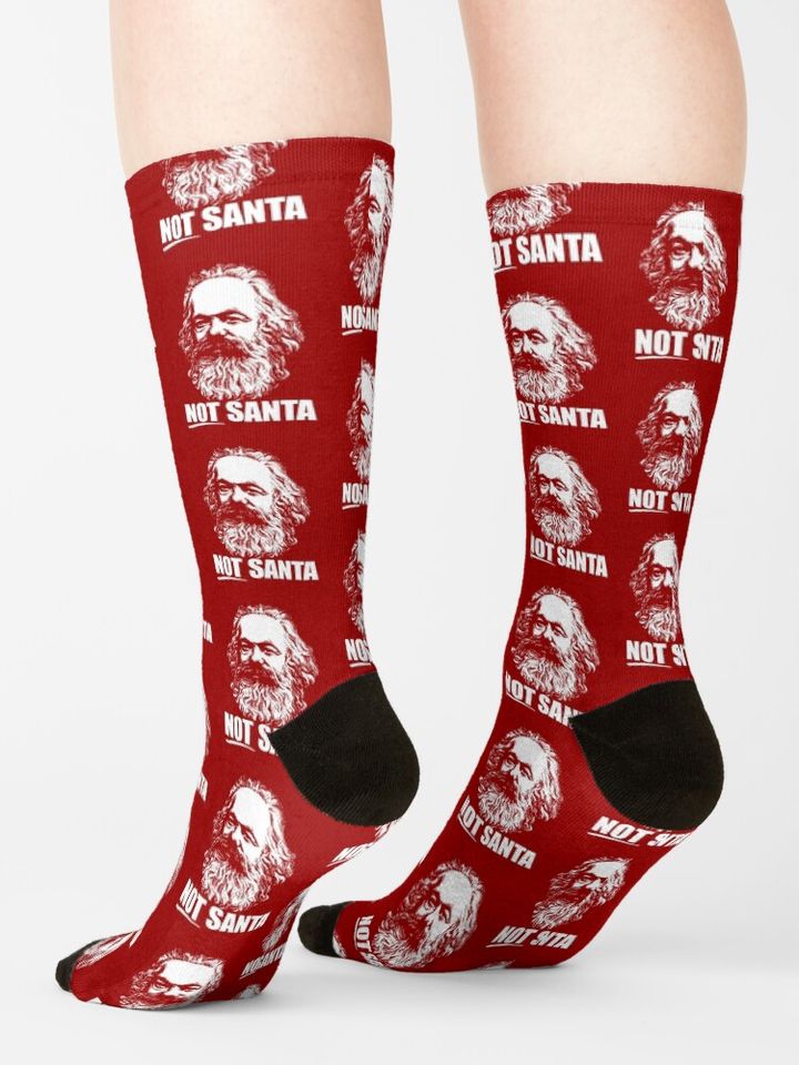 NOT SANTA! Karl Marx Funny Marxist Christmas Communist Meme  Socks