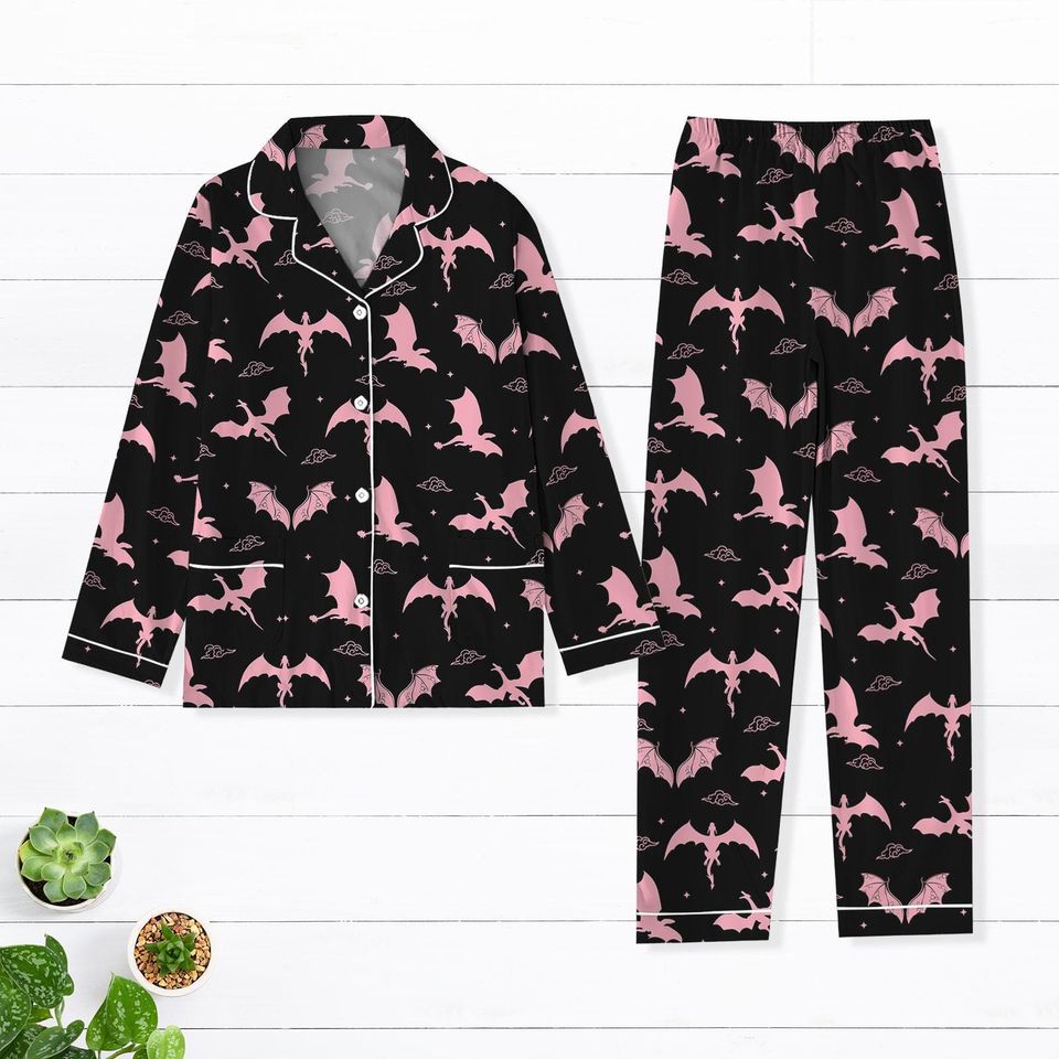 Bookish Dragon Rider Pajama Set for Adults, Fourth Wing Pajamas, Violet Sorren Family Pajamas