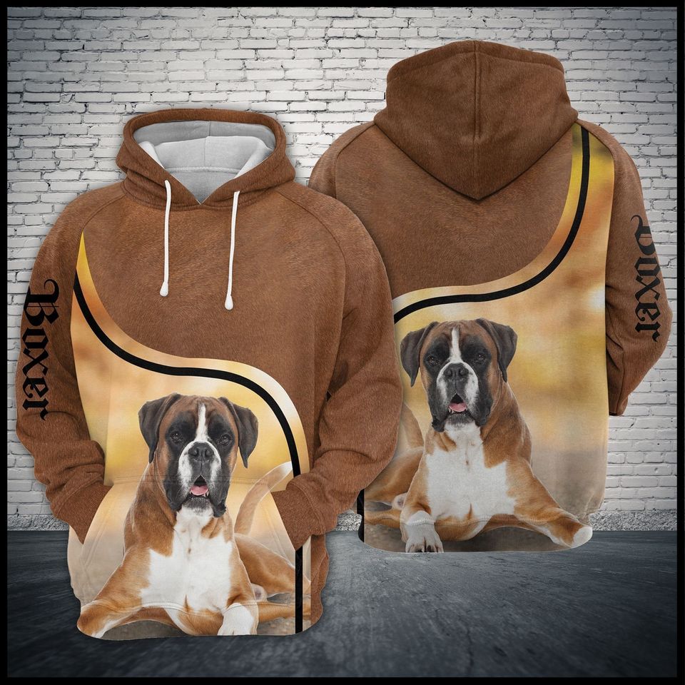 Unisex Boxer Dog Hoodie Sweatshirt Pullover Regular Fit