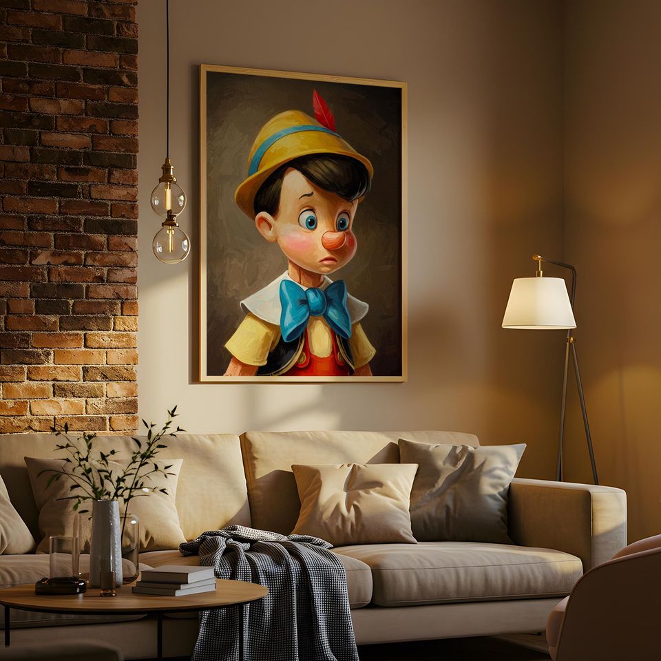 Pinocchio Portrait Wall Art, Printable Vertical Poster, Eclectic Canvas Wall Decor
