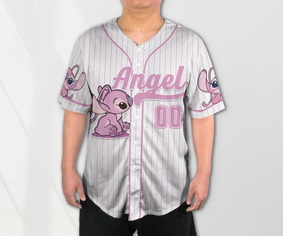 Personalized Angel Baseball Shirt Custom Name Jersey Cartoon Birthday Gift