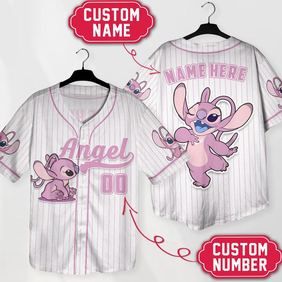 Personalized Angel Baseball Shirt Custom Name Jersey Cartoon Birthday Gift