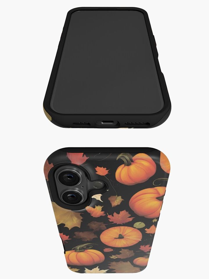 Pumpkins and autumn leaves. iPhone Case