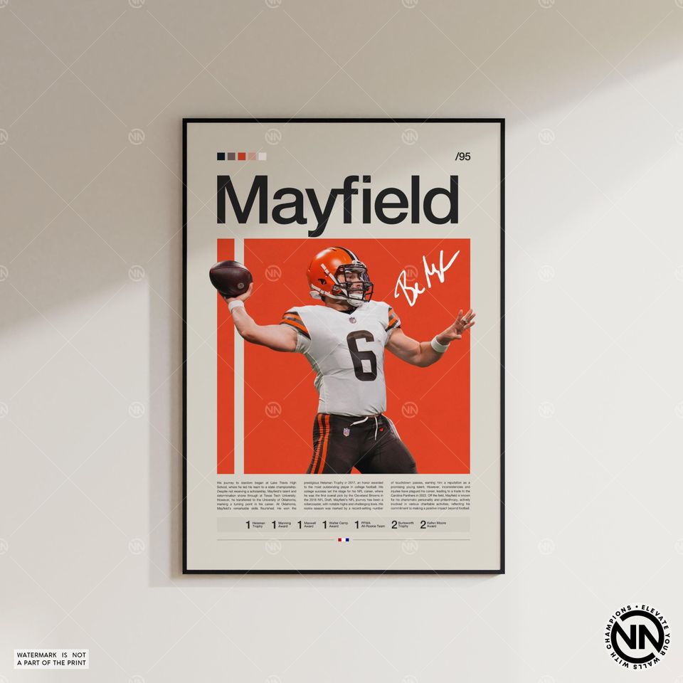 Baker Mayfield Poster, Cleveland Browns Print, football Poster, Sports Poster, football Fans, Football Poster, football Wall Art, Sports Bedroom Posters