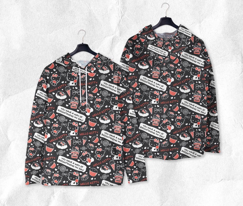 Hello Kitty Hoodie, Kitty Sweatshirt, Cute Cartoon Candy Print Pullover