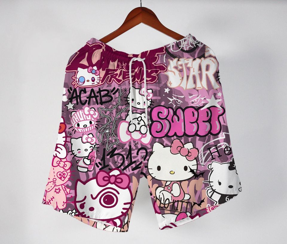 Hello Kitty Hawaiian Shirt Tropical Button Up Shirt Aloha Hawaii Set