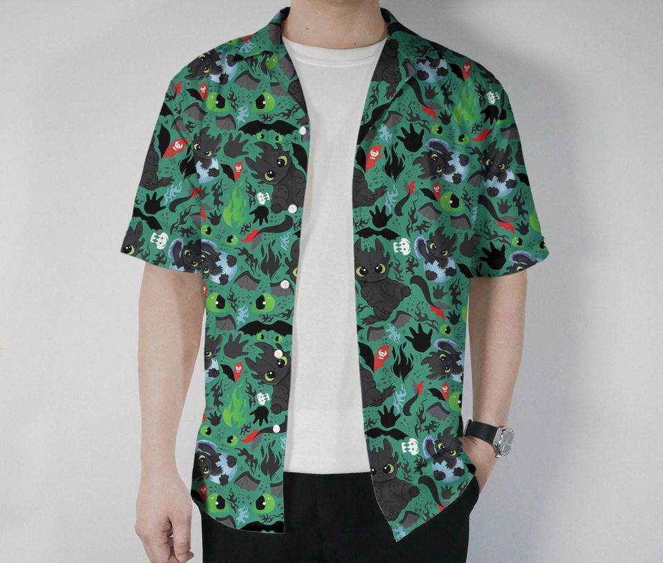 Toothless Hawaiian Shirt Tropical Button Up Shirt