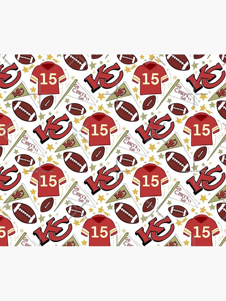 Patrick Mahomes chiefs pattern (white)  Throw Blanket, Gift for Fan