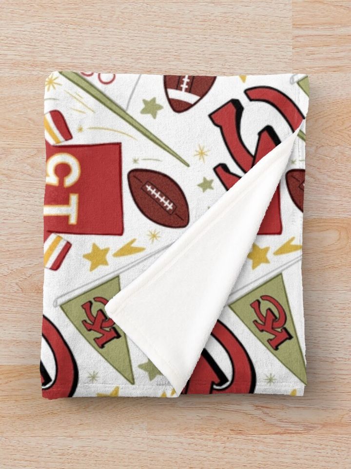 Patrick Mahomes chiefs pattern (white)  Throw Blanket, Gift for Fan