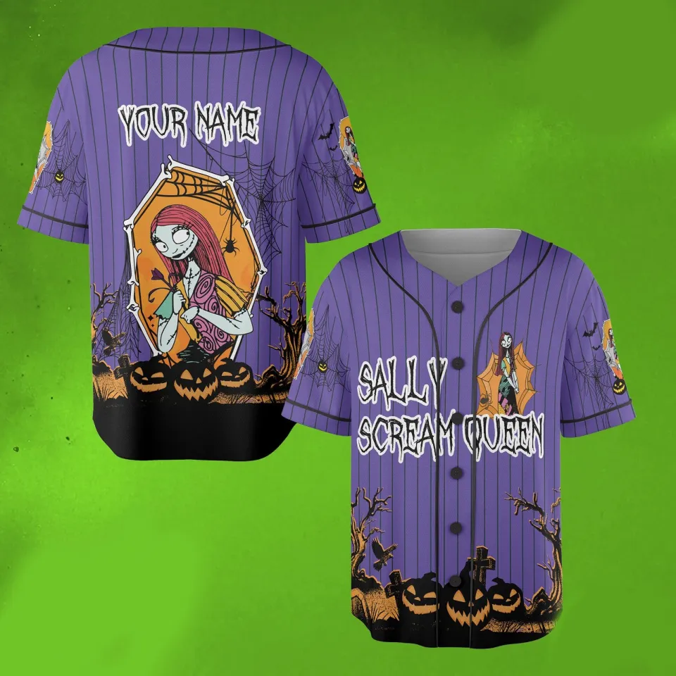 Personalized Sally Scream Queen Nightmare Before Christmas Baseball Jersey Shirt
