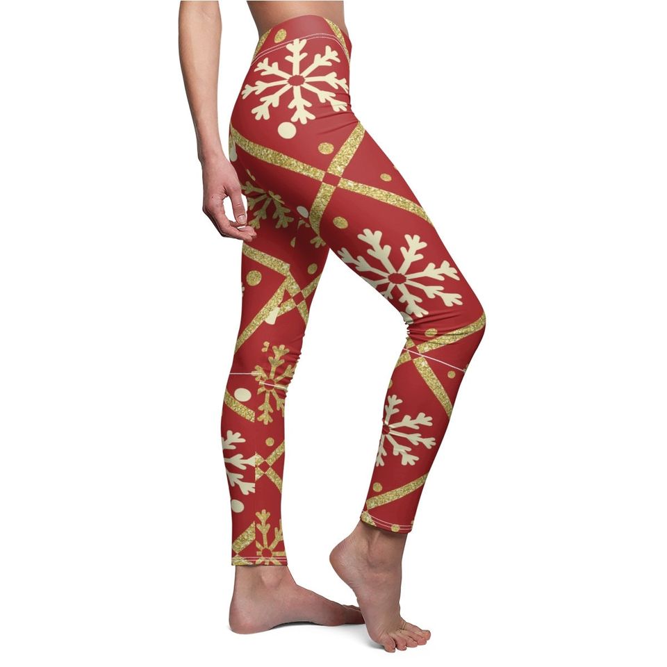 Christmas Snowflake Leggings, Holiday Leggings