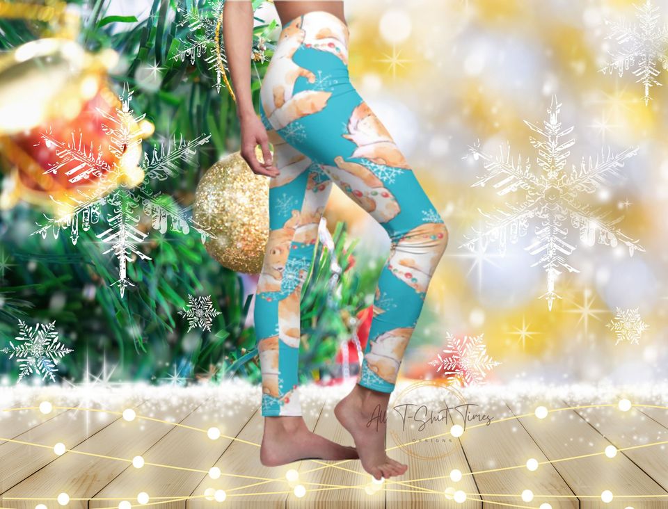Christmas Cat Leggings Cat Lover Gift, Cats Christmas