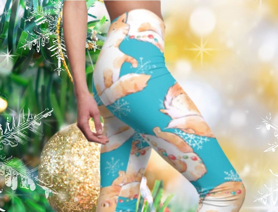 Christmas Cat Leggings Cat Lover Gift, Cats Christmas