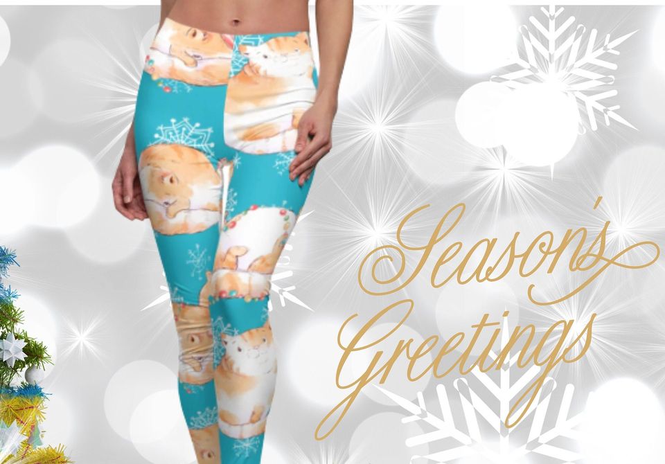 Christmas Cat Leggings Cat Lover Gift, Cats Christmas