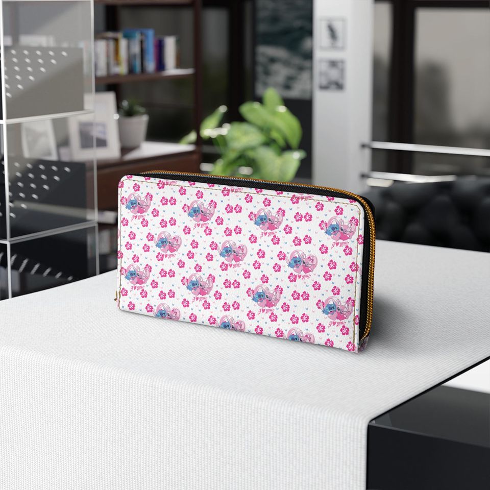 Stitch Zipper Wallet, Flower Pattern Clutch, Stylish Women Accessories