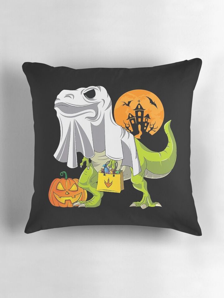 Ghost Dinosaur Funny Halloween T Rex Costume Pillow